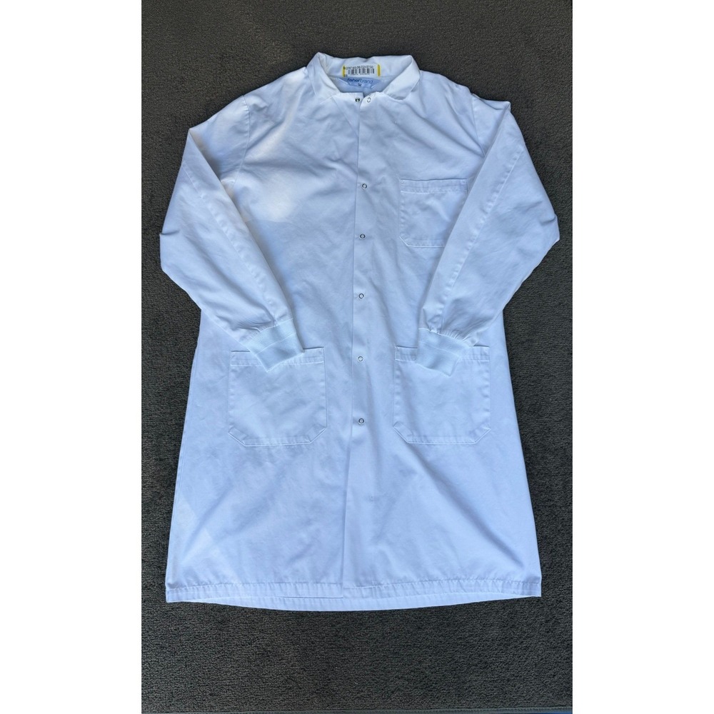 Fisherbrand White Lab Coat M Snap Front Knit Cuffs‎ 3 Pockets Medical Uniform